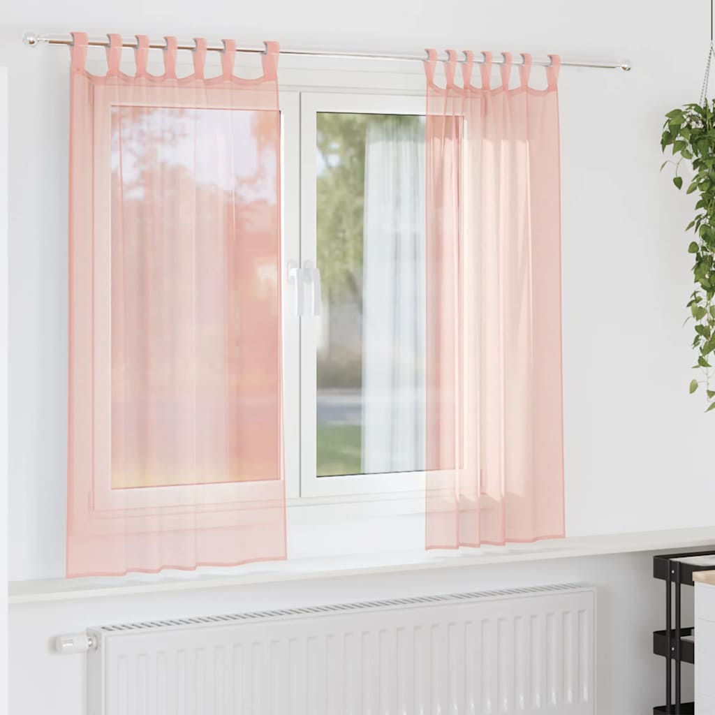 vidaXL Κουρτίνες Voile με Θηλιές 2 τεμ. Ροζ 140x140 εκ.