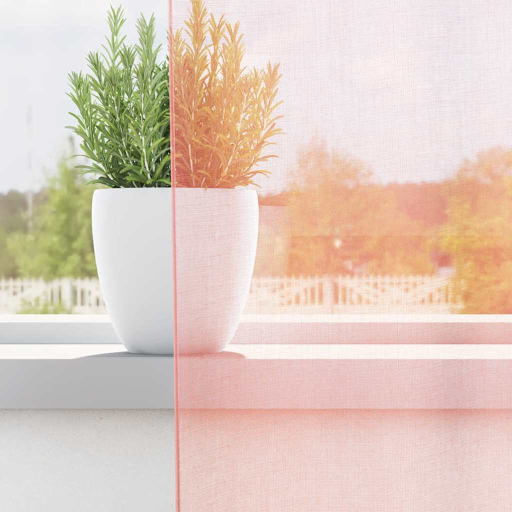 vidaXL Κουρτίνες Voile με Θηλιές 2 τεμ. Ροζ 140x245 εκ.