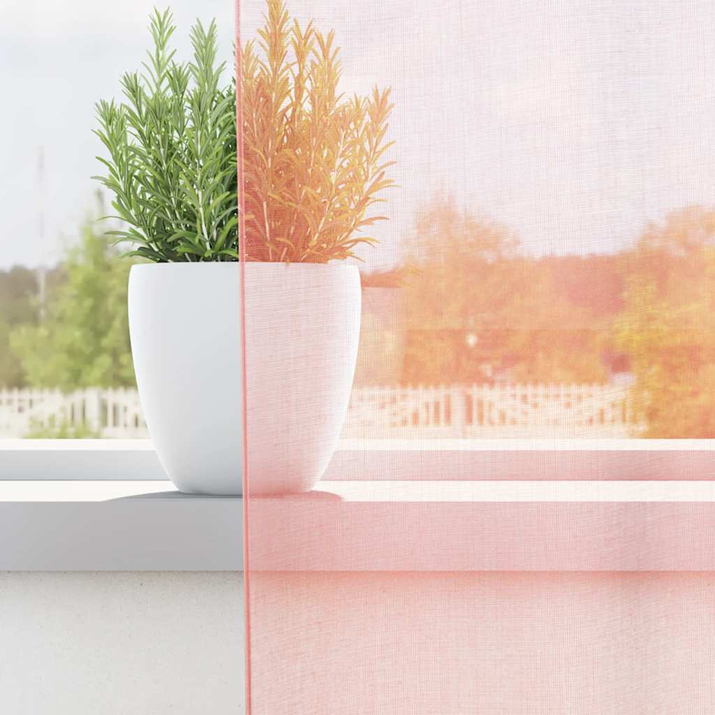 vidaXL Κουρτίνες Voile με Θηλιές 2 τεμ. Ροζ 140x260 εκ.