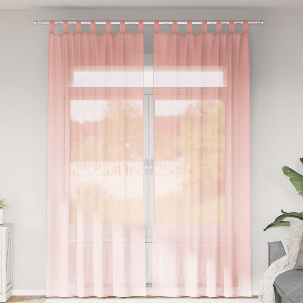 vidaXL Κουρτίνες Voile με Θηλιές 2 τεμ. Ροζ 140x260 εκ.