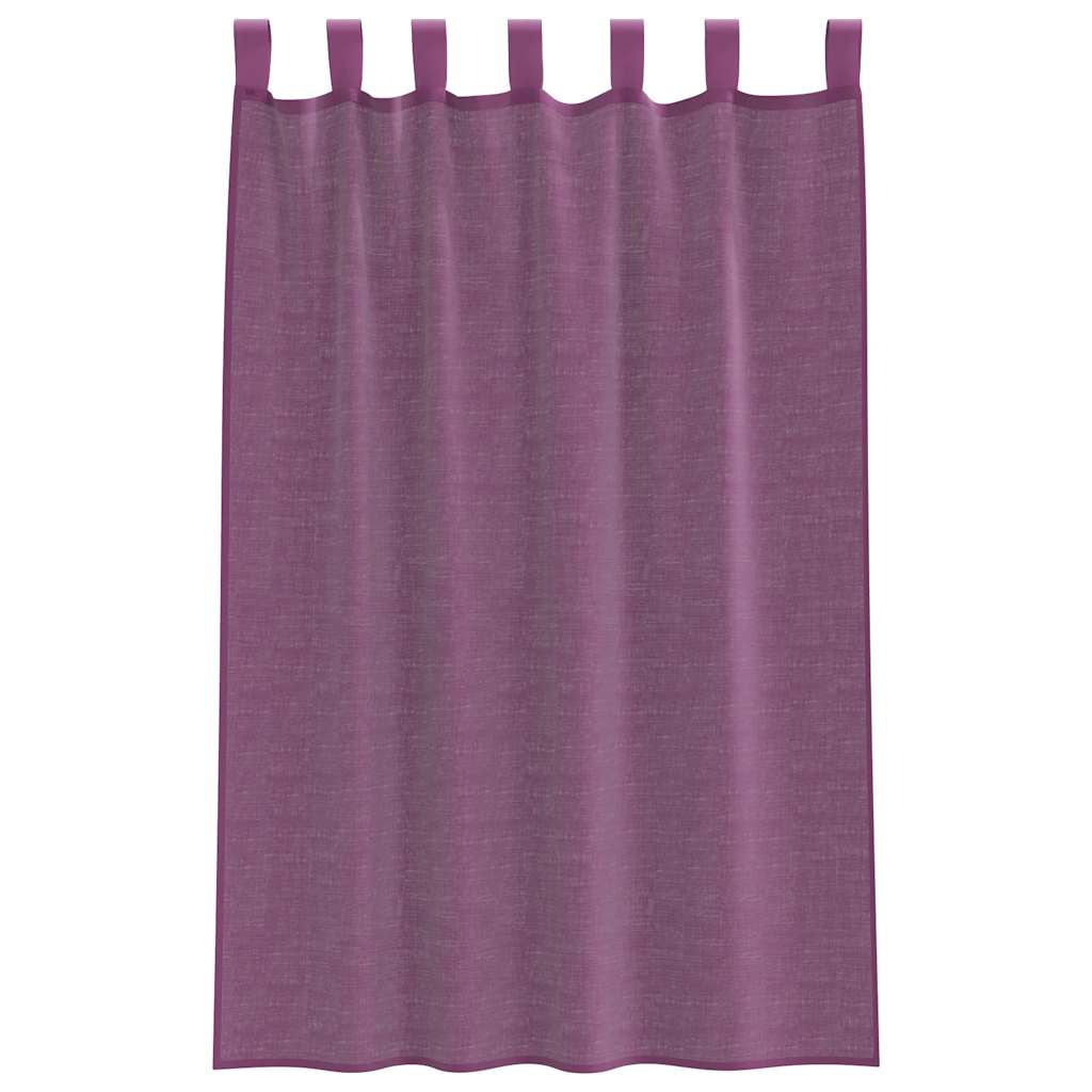 vidaXL Κουρτίνες Voile με Θηλιές 2 τεμ. Μωβ 140x175 εκ.