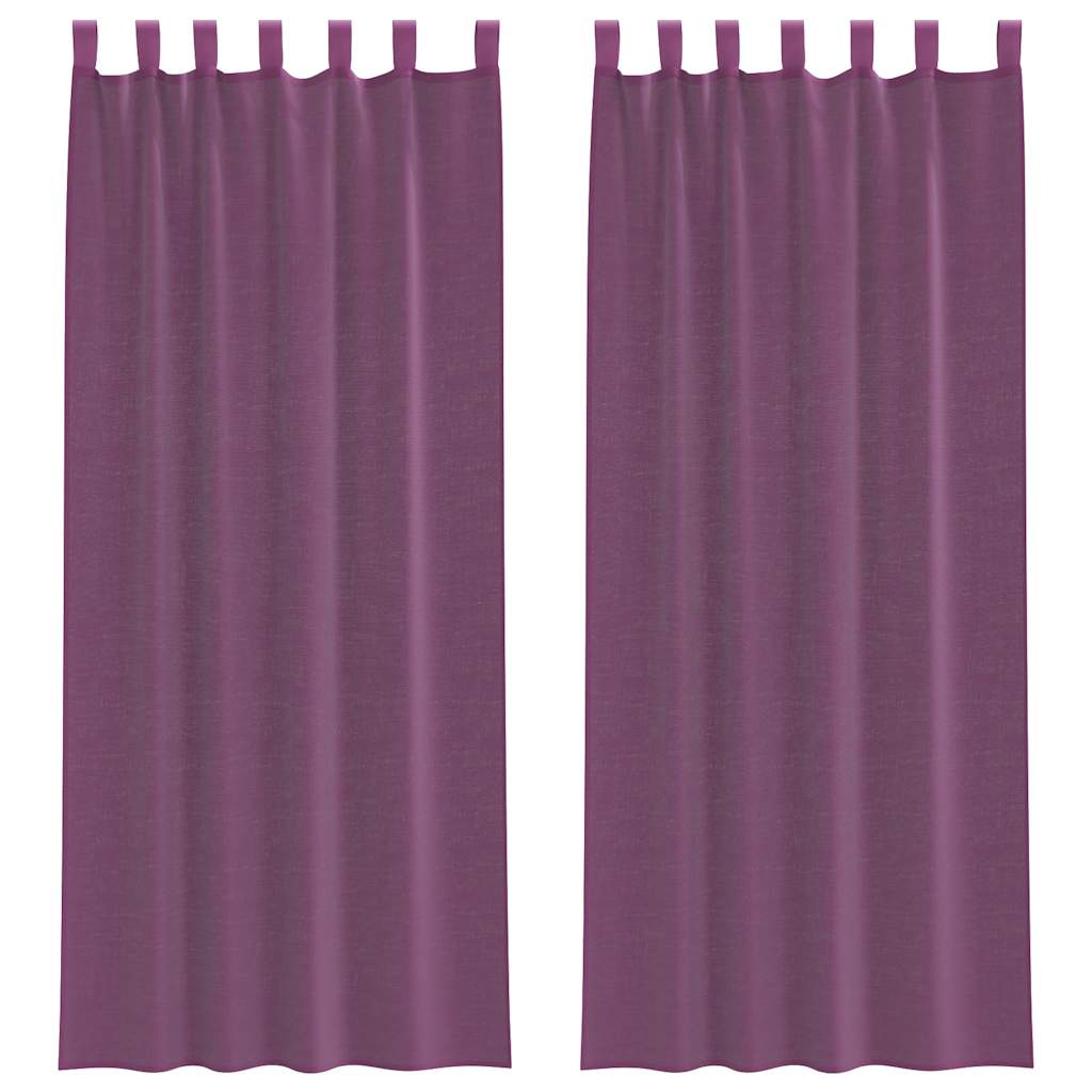 vidaXL Κουρτίνες Voile με Θηλιές 2 τεμ. Μωβ 140x260 εκ.