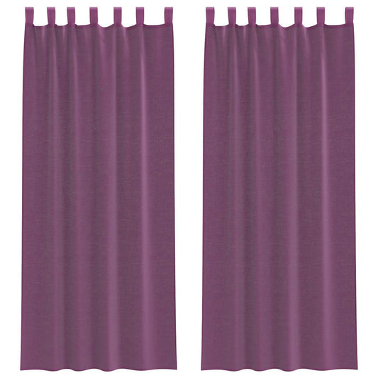 vidaXL Κουρτίνες Voile με Θηλιές 2 τεμ. Μωβ 140x260 εκ.