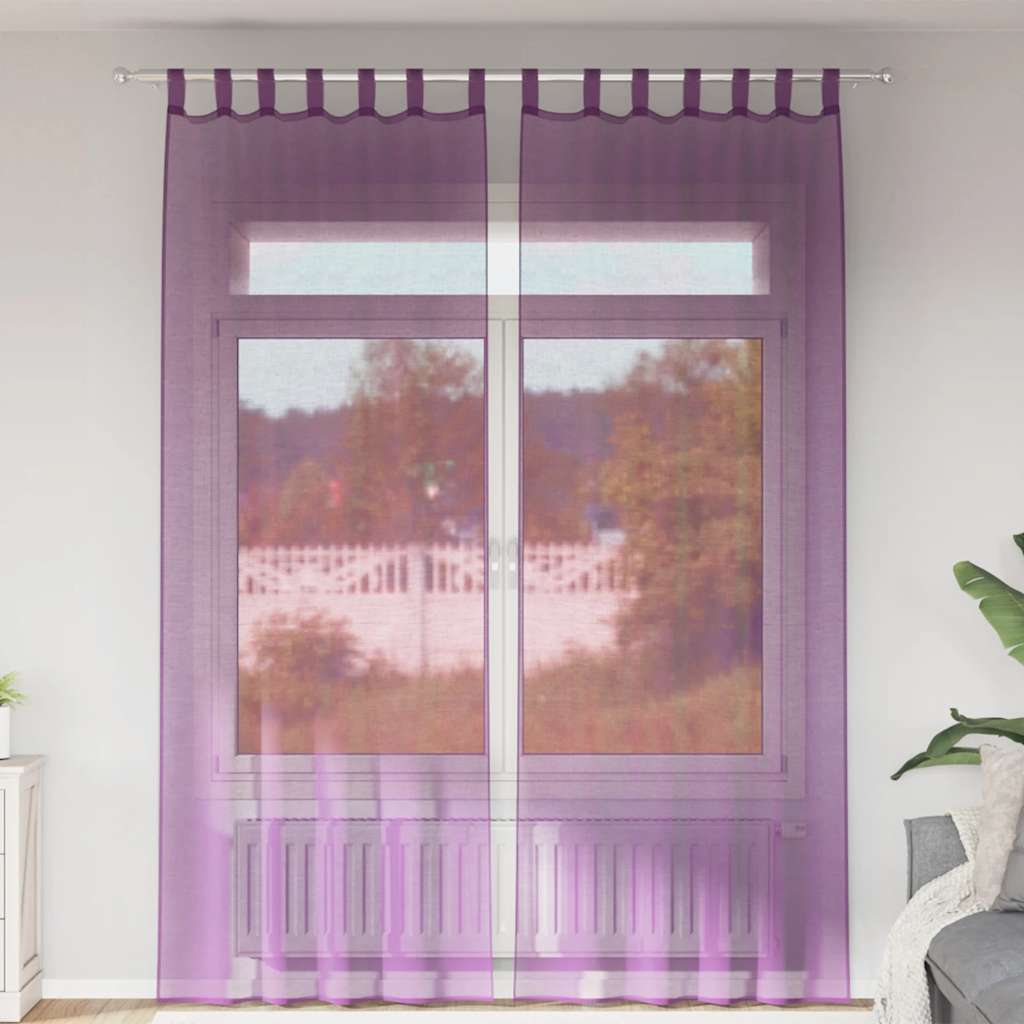 vidaXL Κουρτίνες Voile με Θηλιές 2 τεμ. Μωβ 140x260 εκ.