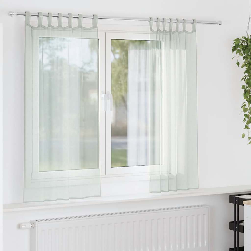 vidaXL Κουρτίνες Voile με Θηλιές 2 τεμ. Ανοιχτό Γκρι 140x175 εκ.