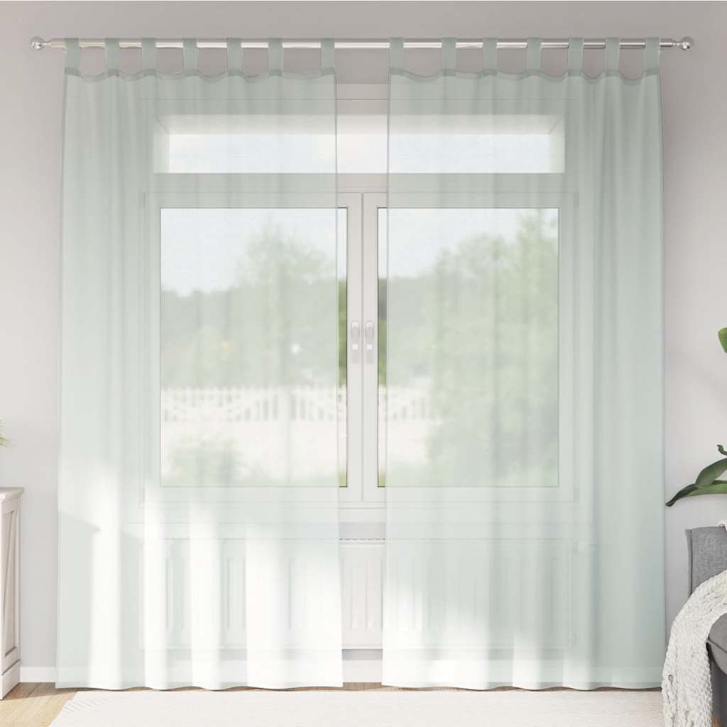vidaXL Κουρτίνες Voile με Θηλιές 2 τεμ. Ανοιχτό Γκρι 140x225 εκ.