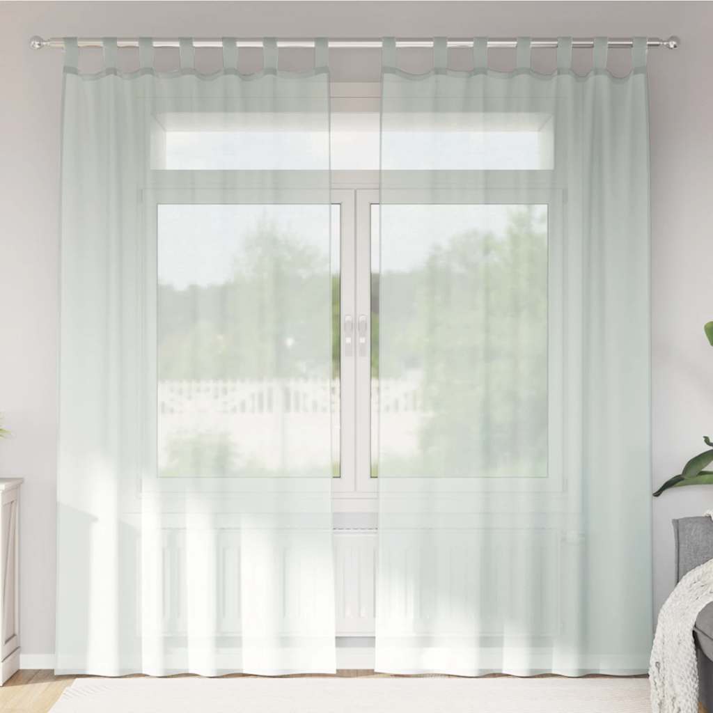 vidaXL Κουρτίνες Voile με Θηλιές 2 τεμ. Ανοιχτό Γκρι 140x245 εκ.