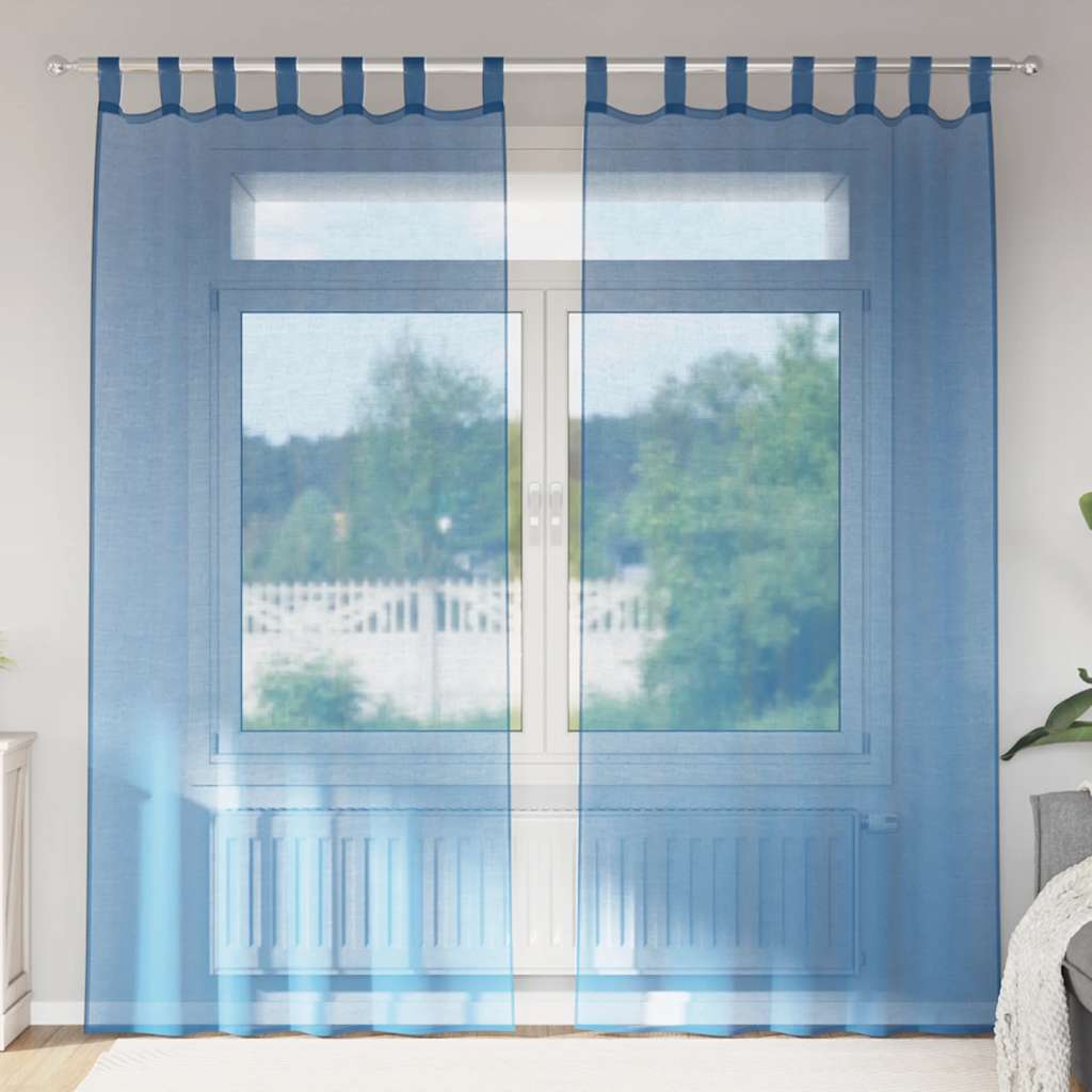vidaXL Κουρτίνες Voile με Θηλιές 2 τεμ. Μπλε Ρουαγιάλ 140x225 εκ.