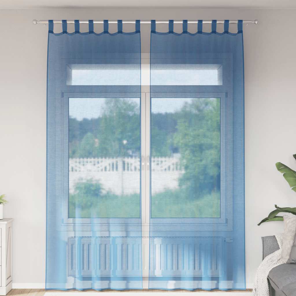 vidaXL Κουρτίνες Voile με Θηλιές 2 τεμ. Μπλε Ρουαγιάλ 140x260 εκ.