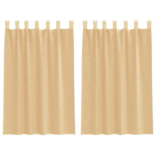 vidaXL Κουρτίνες Voile με βρόχους 2 τεμάχια Άμμος 140x175 cm