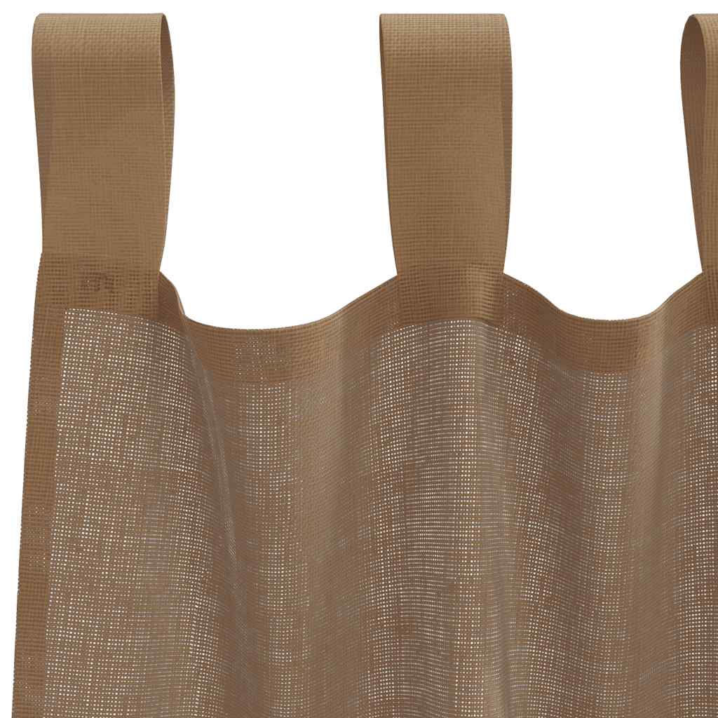 vidaXL Κουρτίνες Voile με Θηλιές 2 τεμ. Ανοιχτό Καφέ 140x175 εκ.