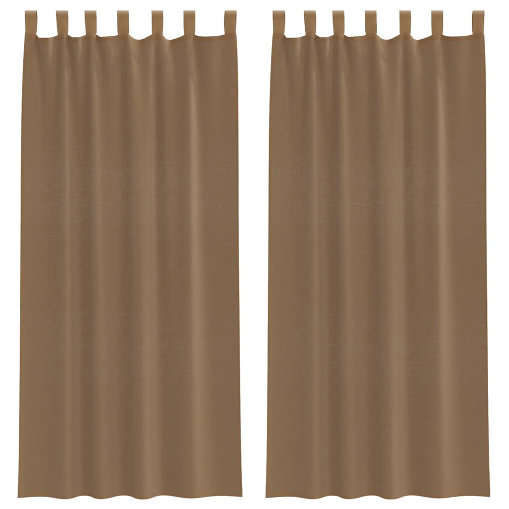 vidaXL Κουρτίνες Voile με Θηλιές 2 τεμ. Ανοιχτό Καφέ 140x225 εκ.