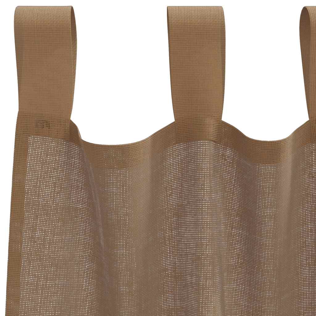 vidaXL Κουρτίνες Voile με Θηλιές 2 τεμ. Ανοιχτό Καφέ 140x245 εκ.