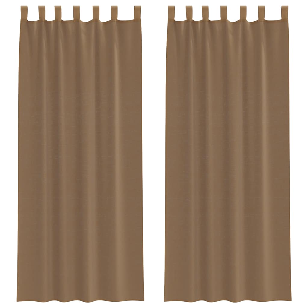 vidaXL Κουρτίνες Voile με Θηλιές 2 τεμ. Ανοιχτό Καφέ 140x260 εκ.