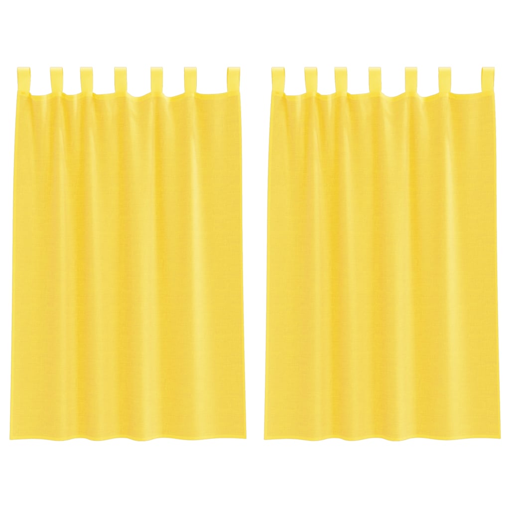 vidaXL Κουρτίνες Voile με Θηλιές 2 τεμ. Κίτρινες 140x175 εκ.
