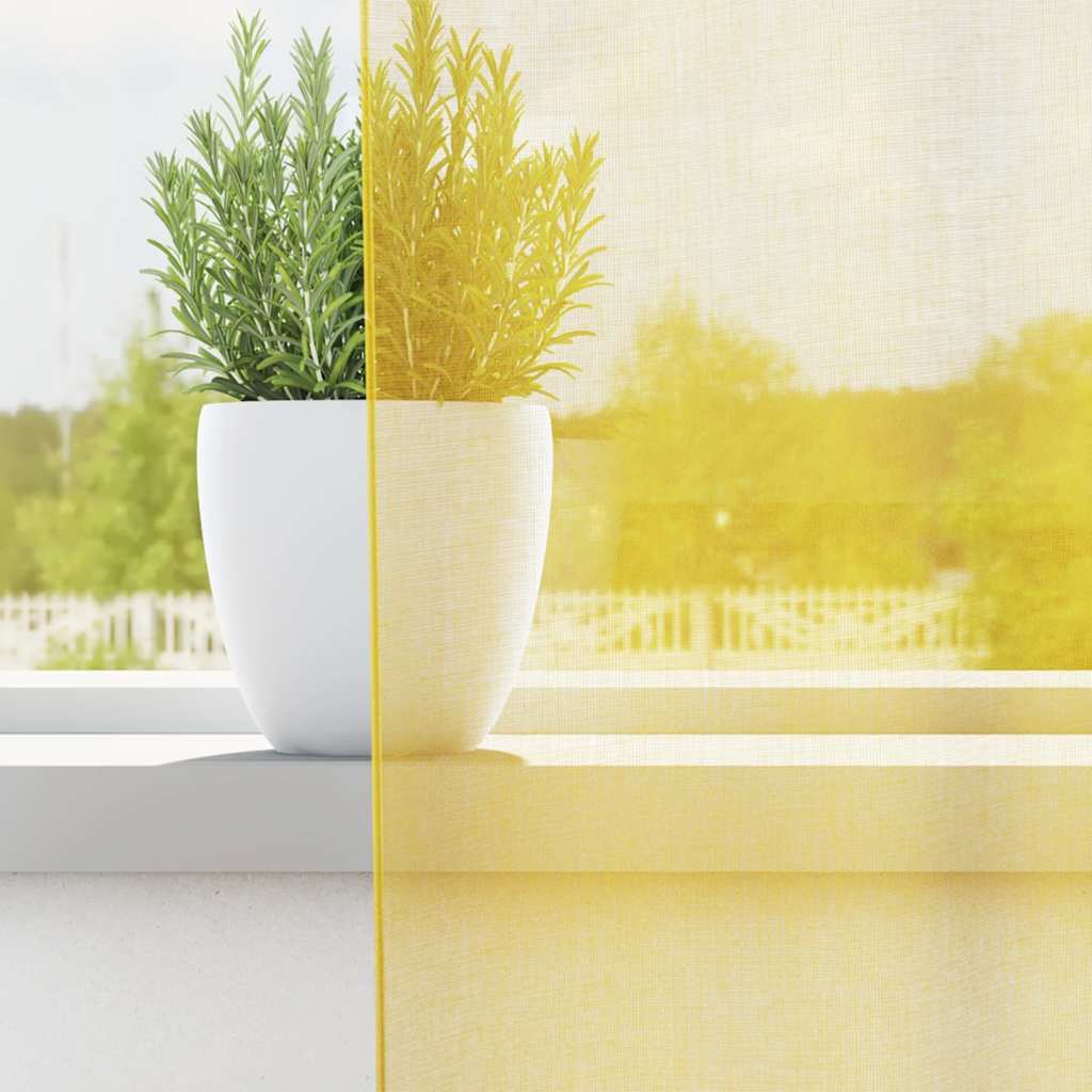vidaXL Κουρτίνες Voile με Θηλιές 2 τεμ. Κίτρινες 140x175 εκ.