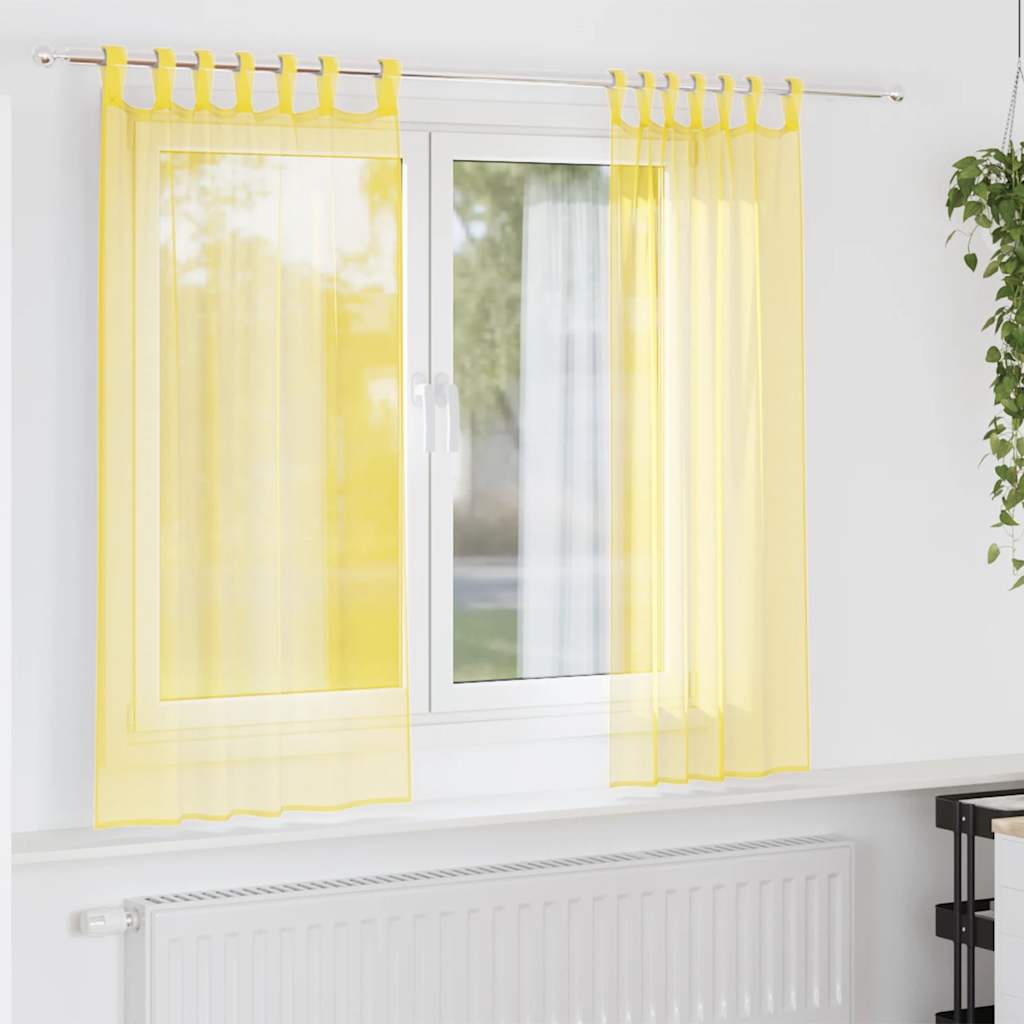 vidaXL Κουρτίνες Voile με Θηλιές 2 τεμ. Κίτρινες 140x175 εκ.