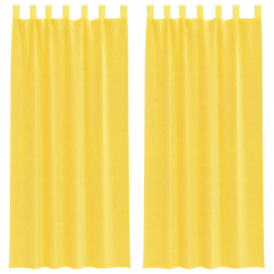 vidaXL Κουρτίνες Voile με Θηλιές 2 τεμ. Κίτρινες 140x225 εκ.