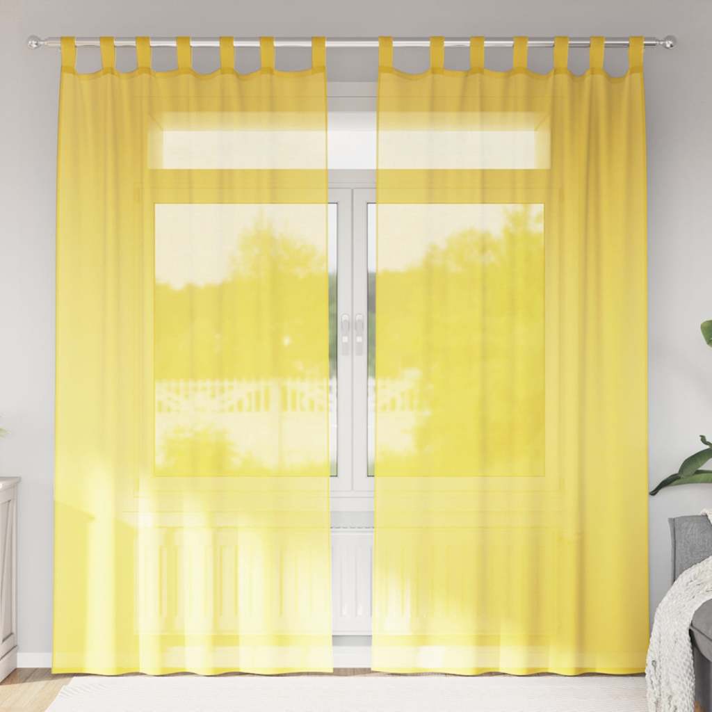 vidaXL Κουρτίνες Voile με Θηλιές 2 τεμ. Κίτρινες 140x225 εκ.