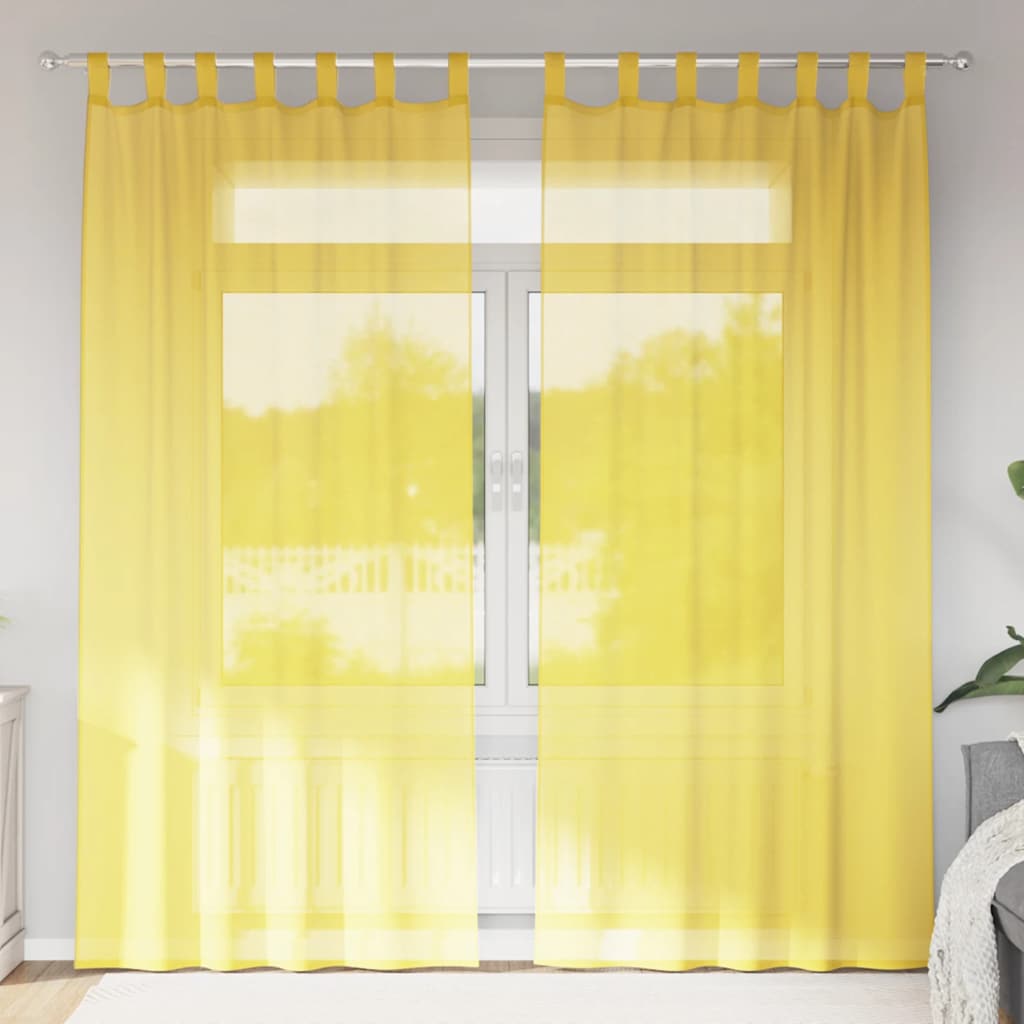 vidaXL Κουρτίνες Voile με Θηλιές 2 τεμ. Κίτρινες 140x245 εκ.