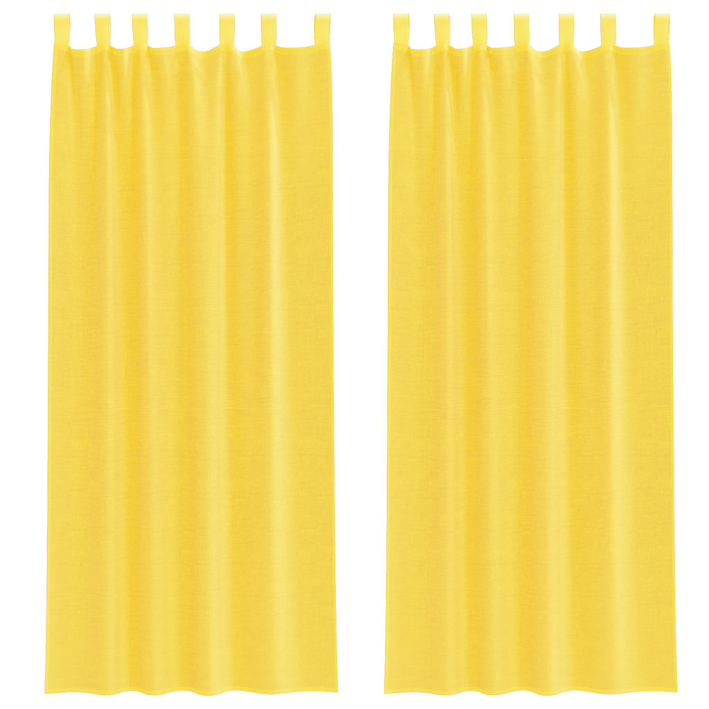 vidaXL Κουρτίνες Voile με Θηλιές 2 τεμ. Κίτρινες 140x260 εκ.