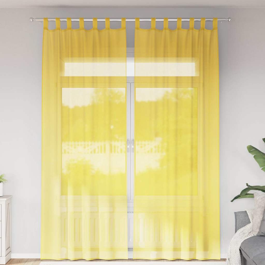 vidaXL Κουρτίνες Voile με Θηλιές 2 τεμ. Κίτρινες 140x260 εκ.