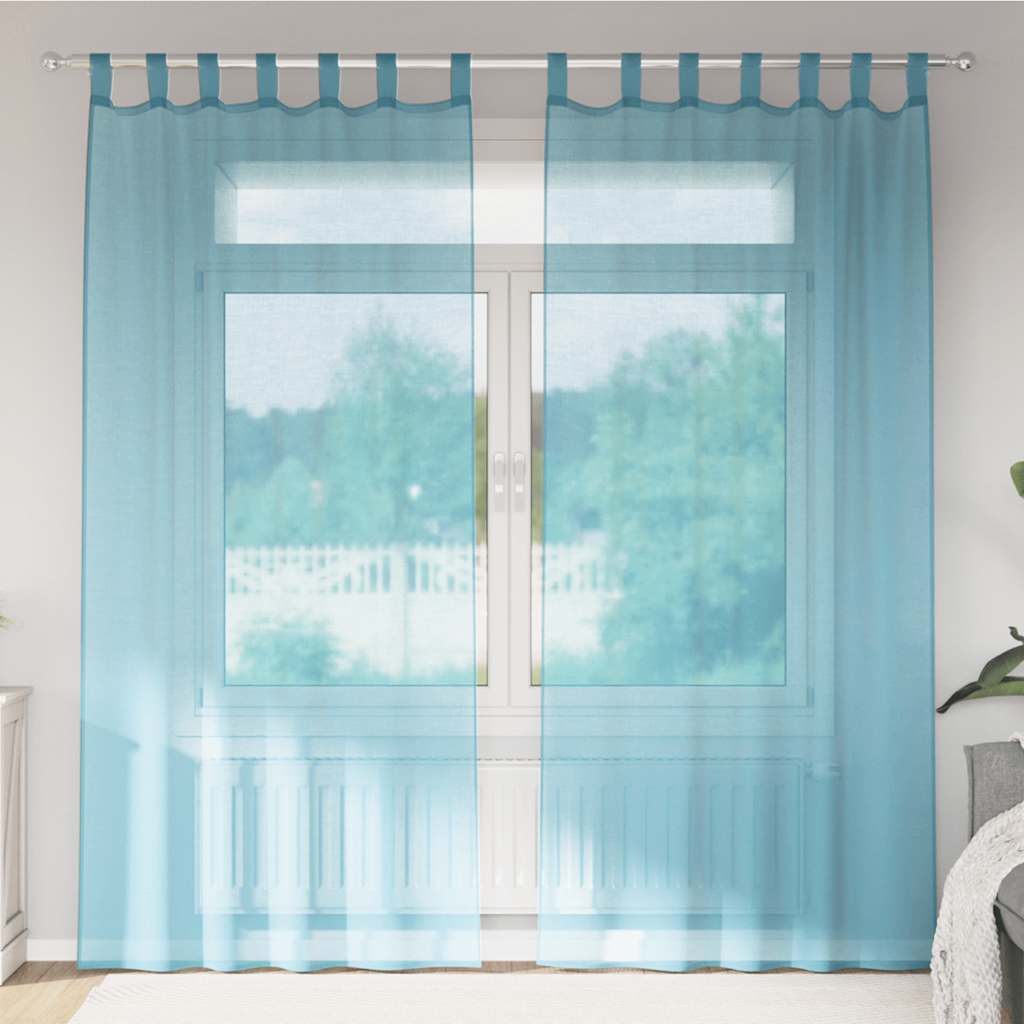 vidaXL Κουρτίνες Voile με Θηλιές 2 τεμ. Τυρκουάζ 140x225 εκ.