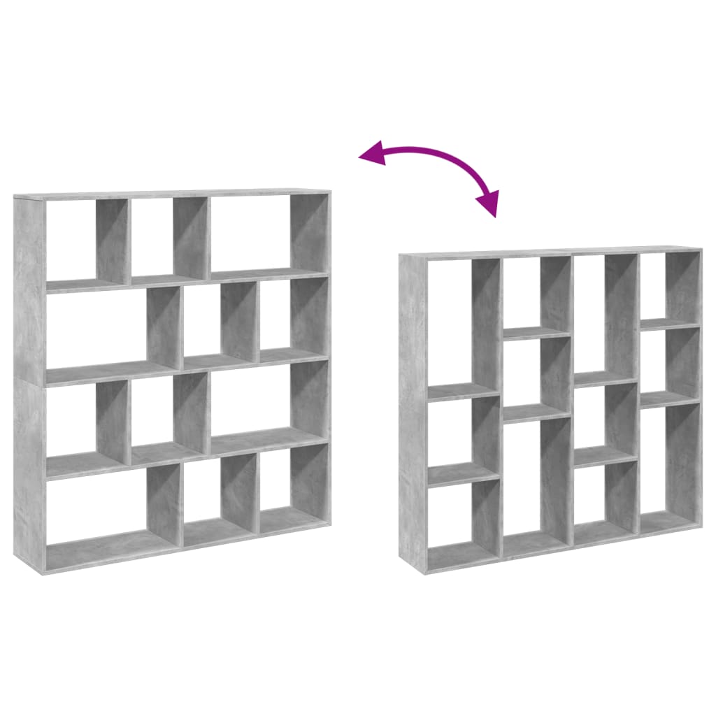 vidaXL Βιβλιοθήκη Γκρι Σκυροδέματος 132x29x141,5εκ. Επεξεργασμένο Ξύλο