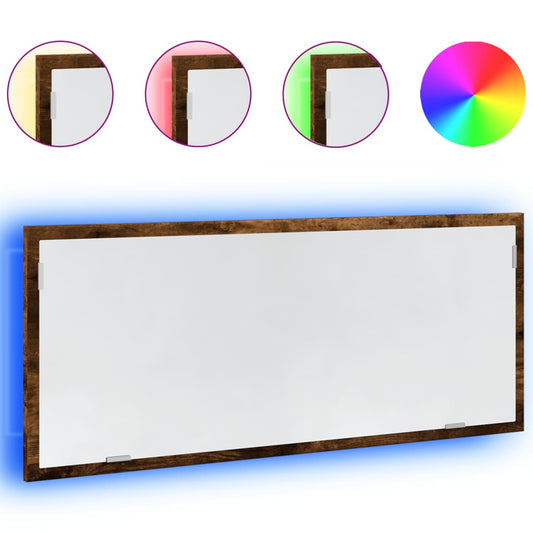 vidaXL LED Καθρέφτης Μπάνιου Καπνιστή Δρυς 100x8,5x37εκ. Επεξεργ. Ξύλο