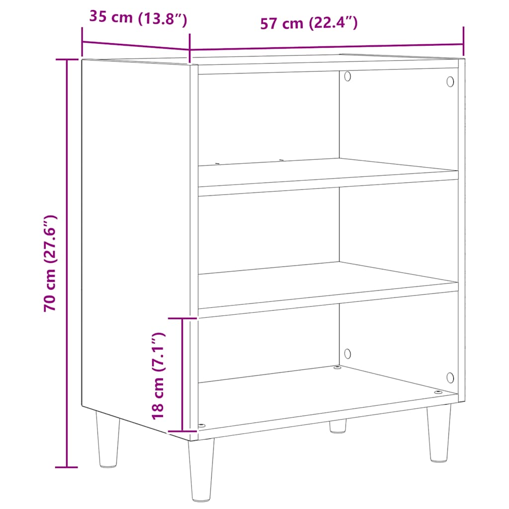 vidaXL Μπουφές Αρτισιανή Δρυς 57x35x75 εκ. από Επεξεργασμένο Ξύλο
