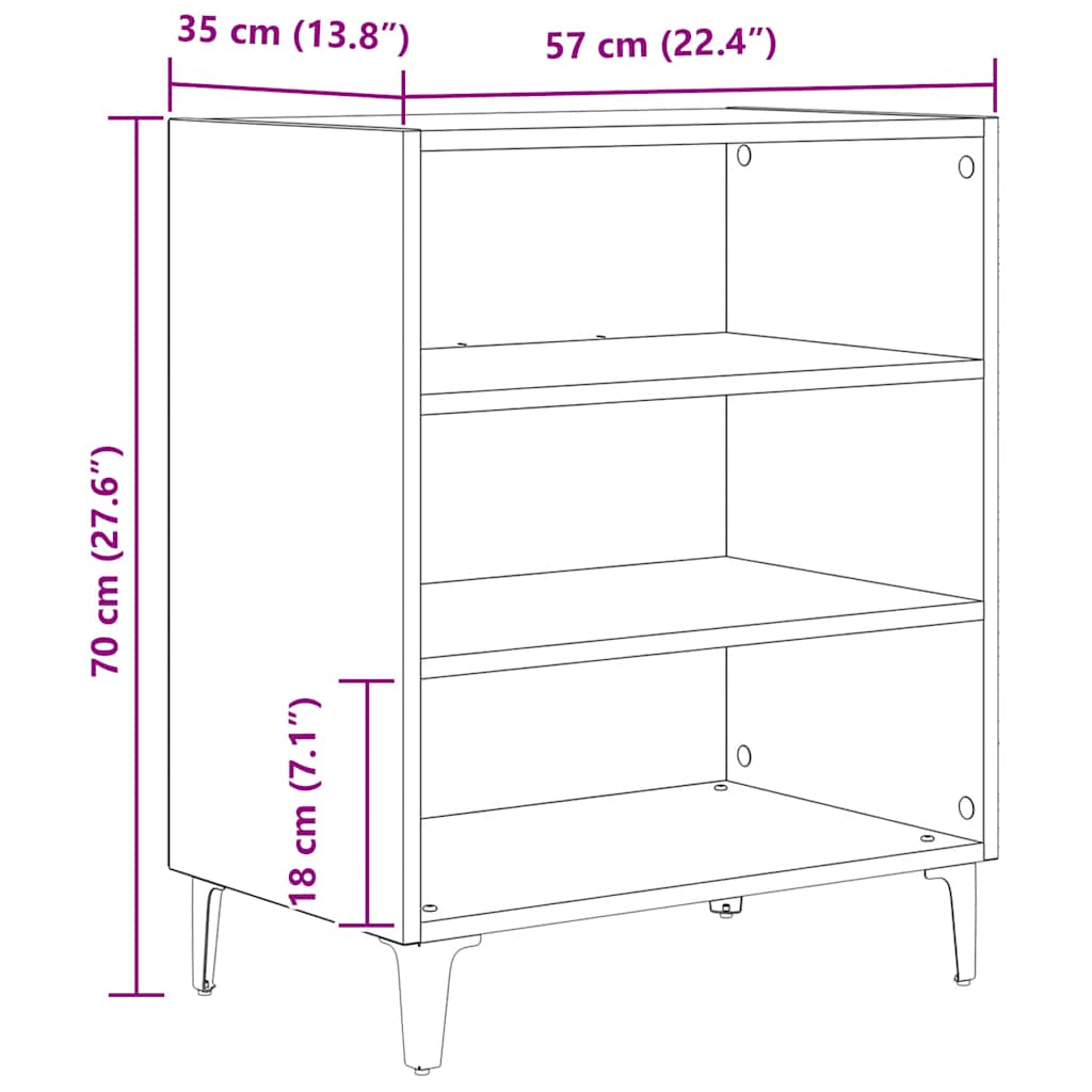 vidaXL Μπουφές Αρτισιανή Δρυς 57x35x70 εκ. από Επεξεργασμένο Ξύλο