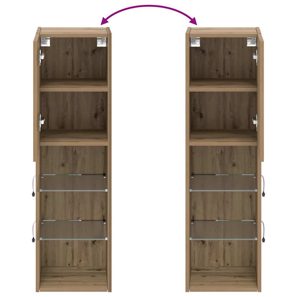 vidaXL Έπιπλα Τηλεόρασης με LED 2 τεμ. Αρτισιανή Δρυς 30,5x30x102 εκ.