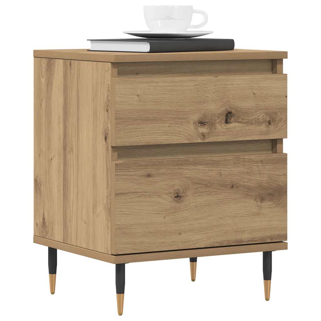 vidaXL Κομοδίνα 2 τεμ. τεχνίτης Δρυς 40 x 35 x 50 εκ. από Επεξεργ Ξύλο