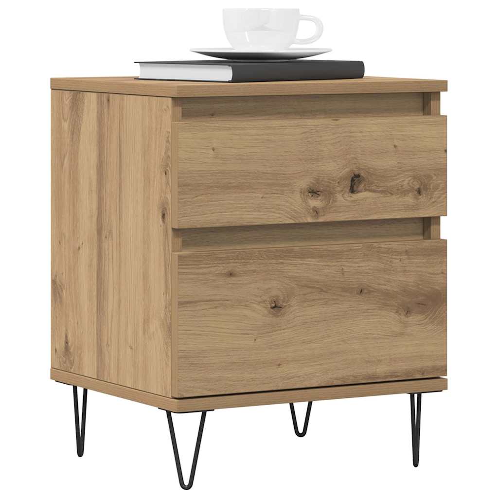 vidaXL Κομοδίνα 2 τεμ. τεχνίτης Δρυς 40 x 35 x 50 εκ από Επεξεργ. Ξύλο