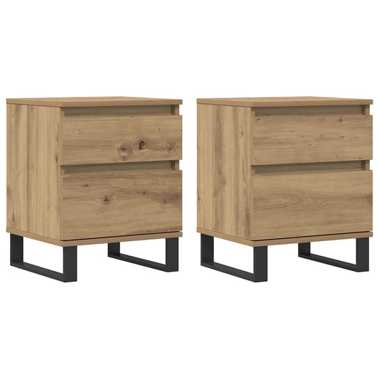 vidaXL Κομοδίνα 2 τεμ. τεχνίτης Δρυς 40 x 35 x 50 εκ. από Επεξεργ Ξύλο
