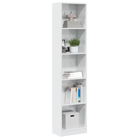 vidaXL Βιβλιοθήκη Γυαλιστερό Λευκό 40x24x176 εκ. Επεξεργασμένο Ξύλο