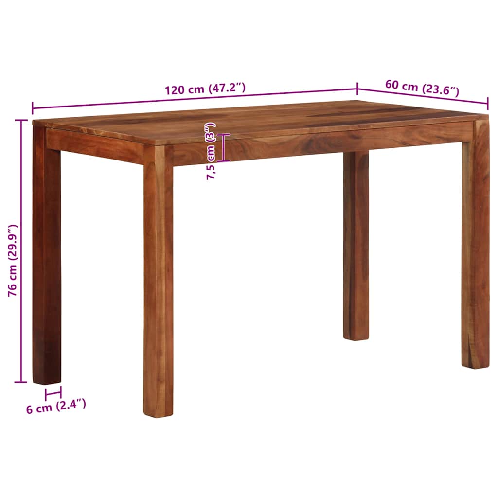 vidaXL Τραπεζαρία 120 x 60 x 76 εκ. από Μασίφ Ξύλο ακακίας