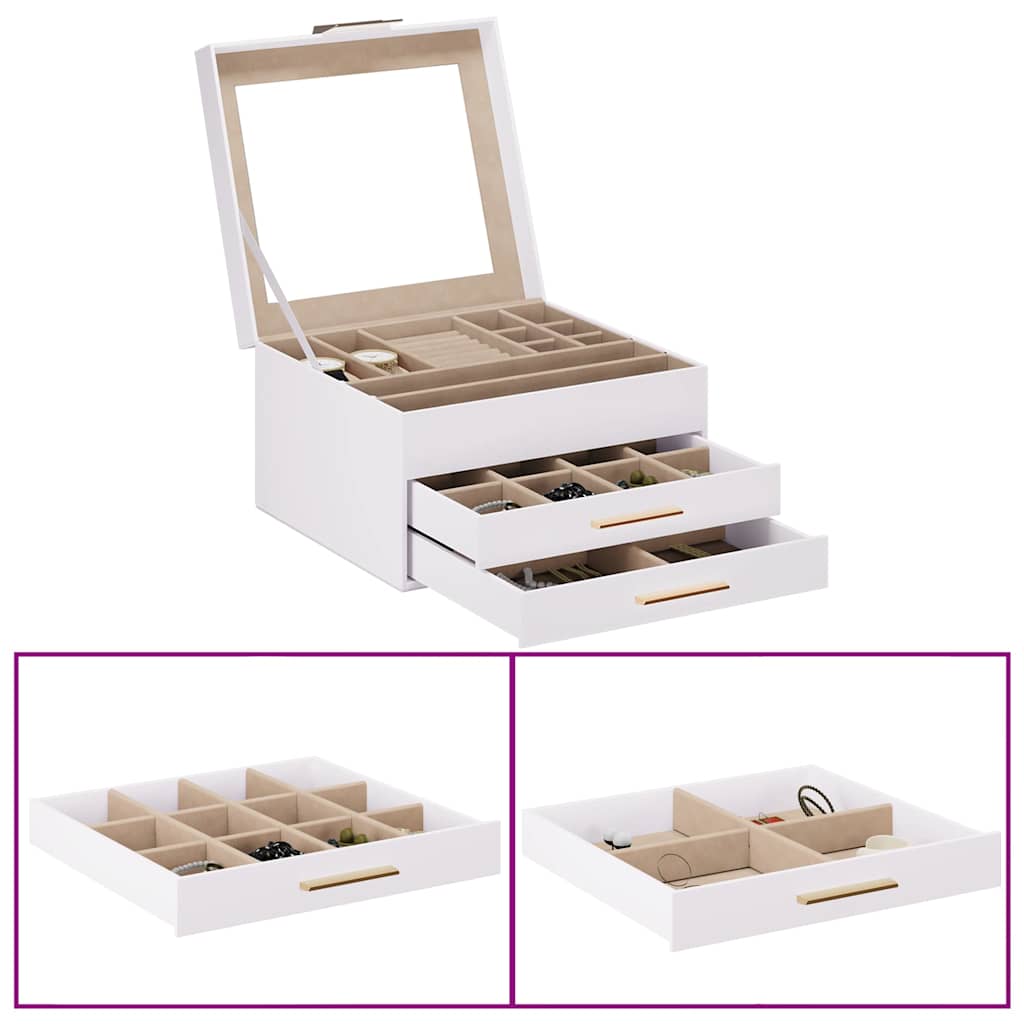 vidaXL Κουτί Κοσμημάτων 3 Επιπέδων Λευκό 23x20,5x14 εκ.