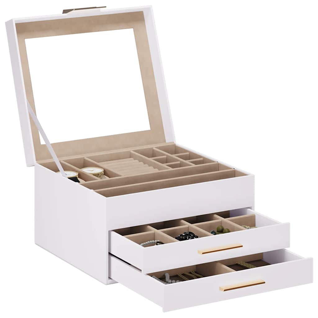 vidaXL Κουτί Κοσμημάτων 3 Επιπέδων Λευκό 23x20,5x14 εκ.