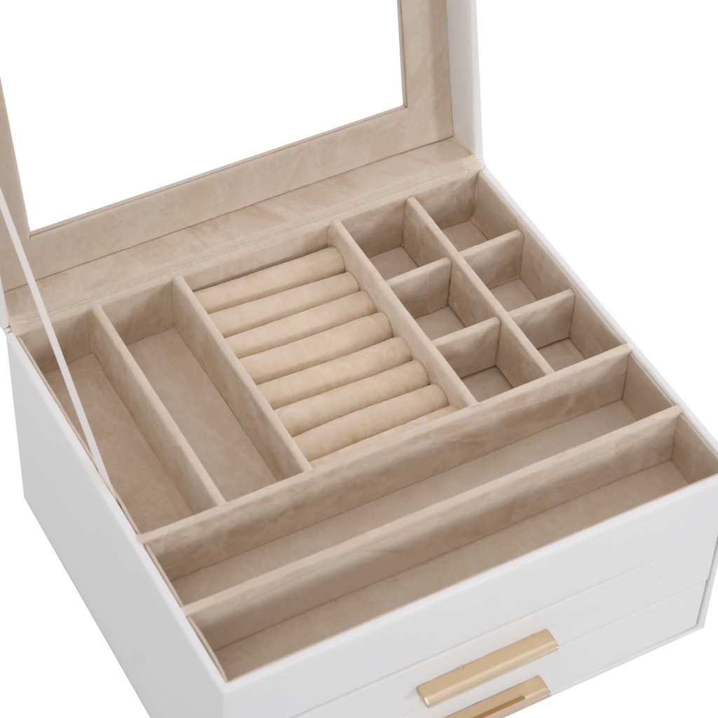 vidaXL Κουτί Κοσμημάτων 3 Επιπέδων Λευκό 23x20,5x14 εκ.