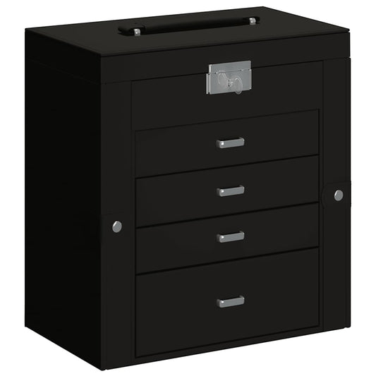 vidaXL Κοσμηματοθήκη 5 Επιπέδων με καθρέφτη Κλειδώσιμο Μαύρο