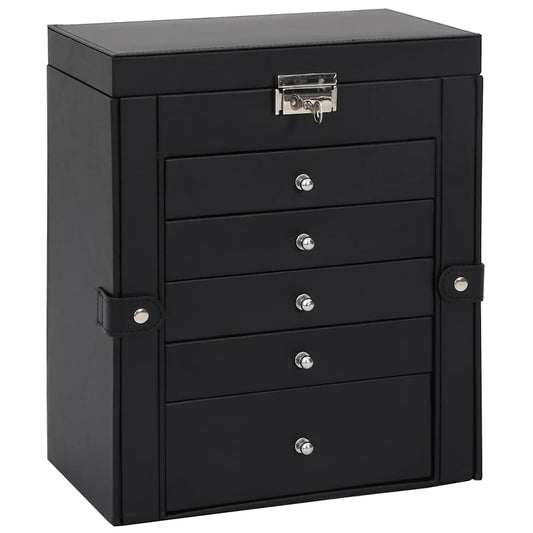 vidaXL Κοσμηματοθήκη 6 Επιπέδων με καθρέφτη Κλειδώσιμο Μαύρο