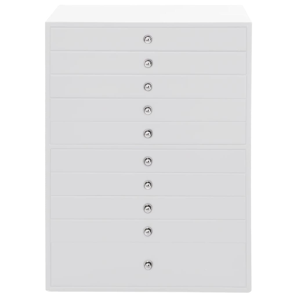 vidaXL Κουτί Κοσμημάτων 10 Επιπέδων με Θήκες Ρολογιών Λευκό 29x20,5x40,5 εκ.