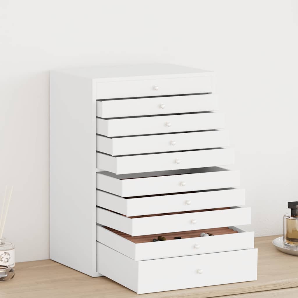 vidaXL Κουτί Κοσμημάτων 10 Επιπέδων με Θήκες Ρολογιών Λευκό 29x20,5x40,5 εκ.