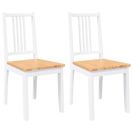 vidaXL Καρέκλες τραπεζαρίας 2 τεμάχια Λευκό μασίφ ξύλο καουτσούκ