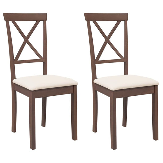 vidaXL Καρέκλες τραπεζαρίας με μαξιλάρια 2 τεμάχια Καφέ μασίφ ξύλο