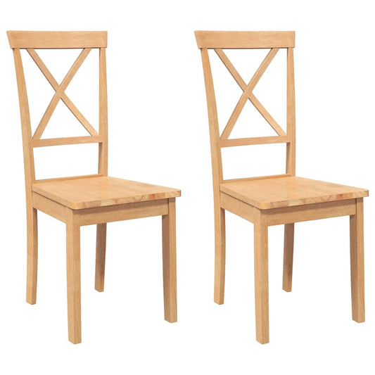 vidaXL Καρέκλες τραπεζαρίας 2 τεμάχια από μασίφ ξύλο καουτσούκ