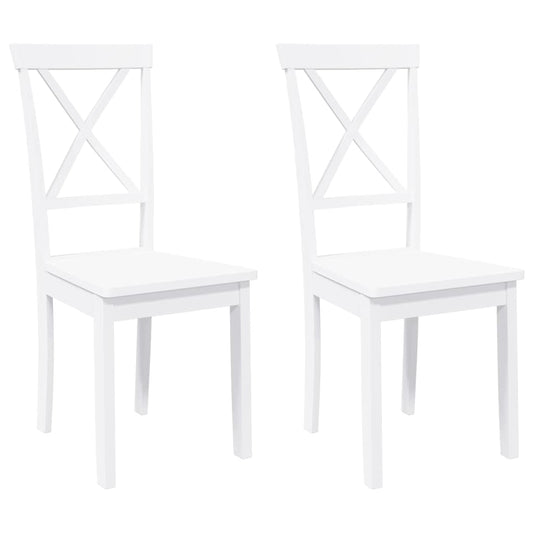 vidaXL Καρέκλες τραπεζαρίας 2 τεμάχια Λευκό μασίφ ξύλο καουτσούκ