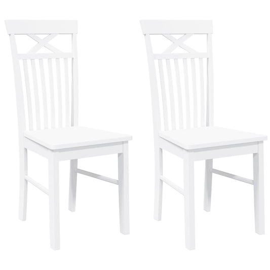 vidaXL Καρέκλες τραπεζαρίας 2 τεμάχια Λευκό μασίφ ξύλο καουτσούκ