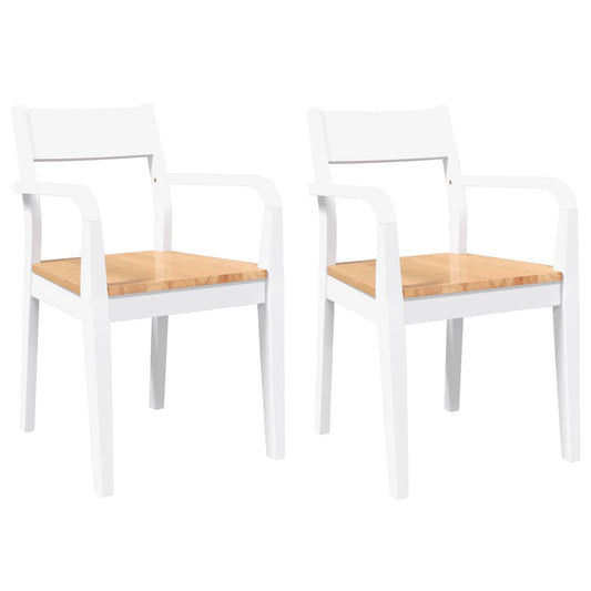 vidaXL Καρέκλες τραπεζαρίας 2 τεμάχια Λευκό μασίφ ξύλο καουτσούκ